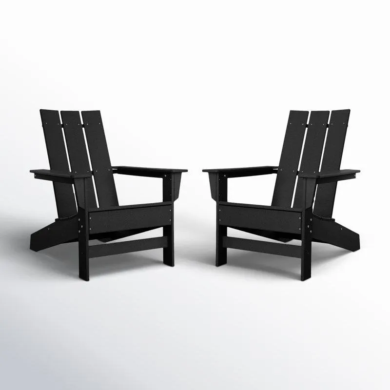 Black Ratcliff All-Weather HDPE Adirondack Chair Set of 2