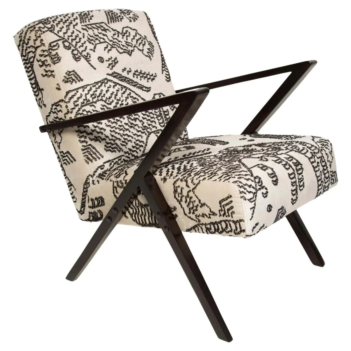 Mid Century Unique Zet Armchair, Tiger Mountain Jacquard by Dedar, 1970s, Europe