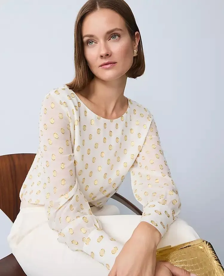 Dotted Boatneck Blouse