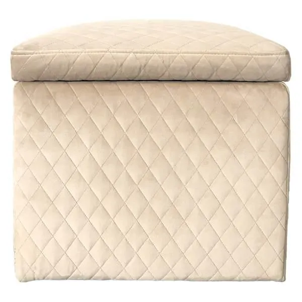 Jada Velvet Square Storage Ottoman, Taupe