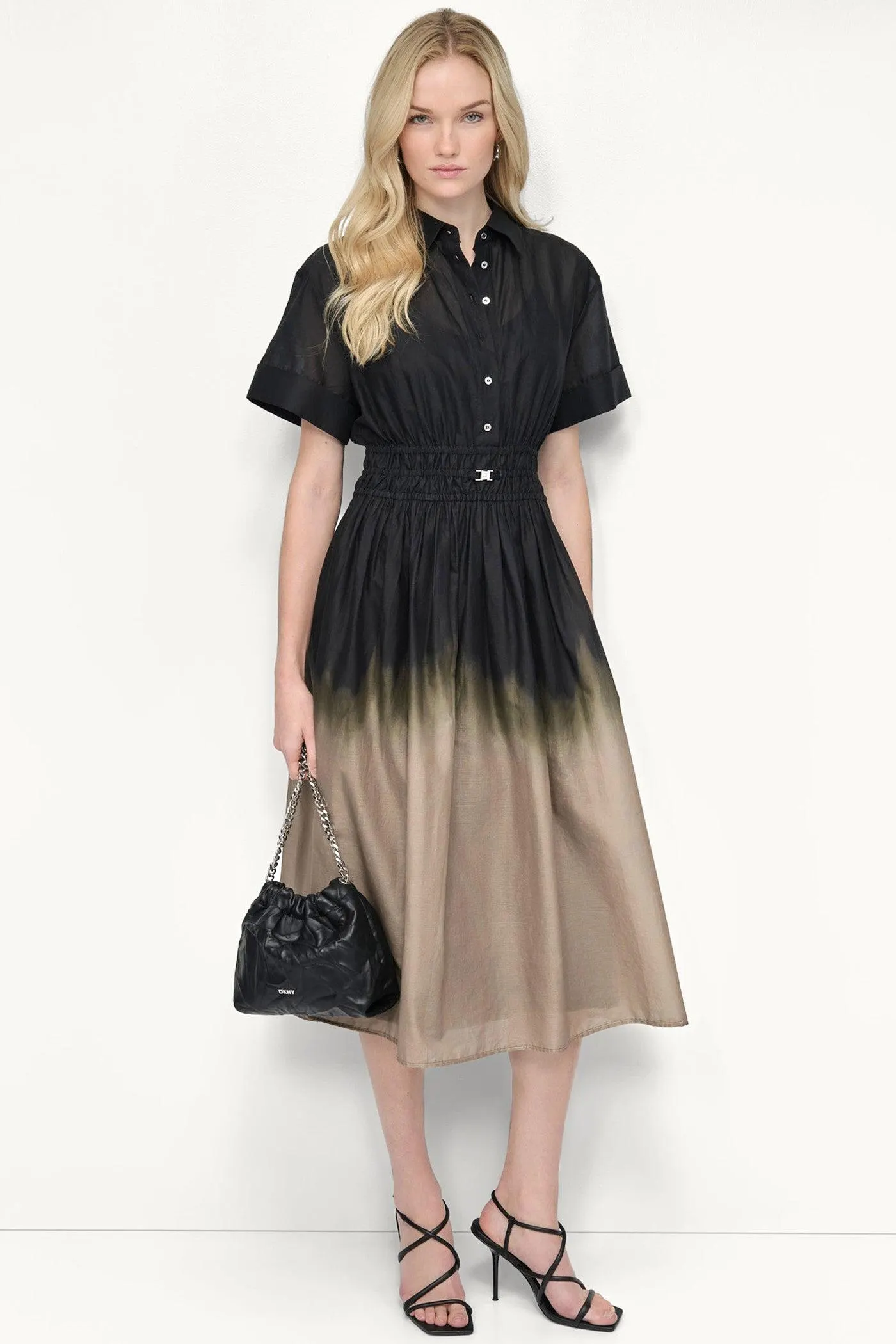OMBRÉ MIDI SHIRT DRESS