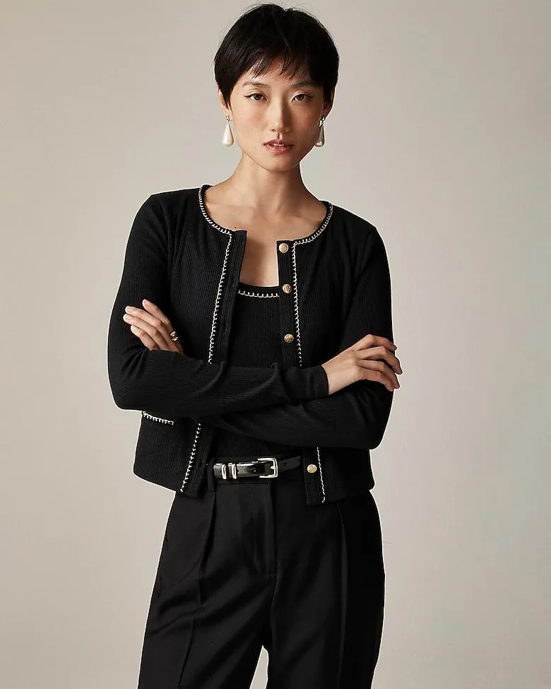 Vintage rib lady jacket with chain trim