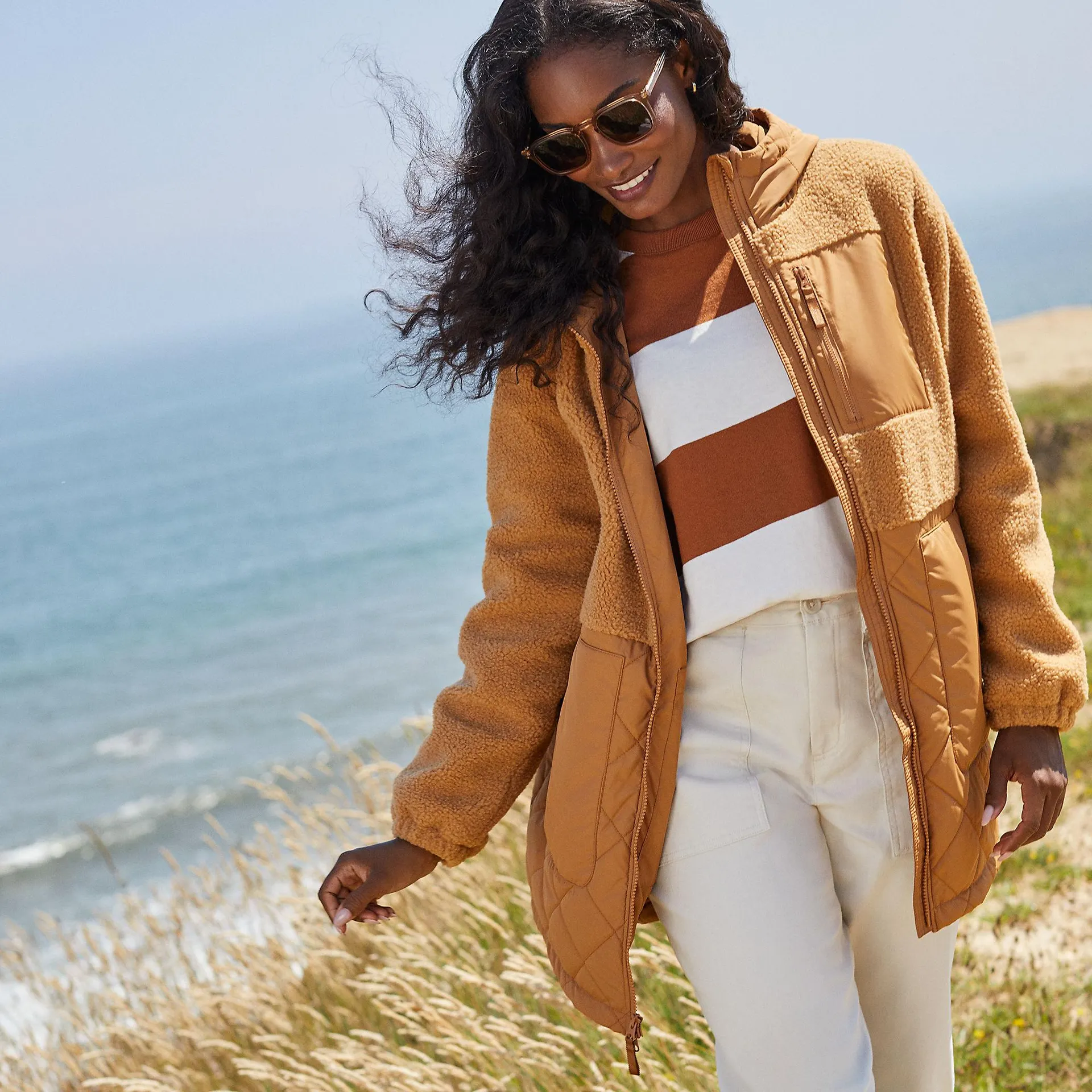 Women's Sherpa Fleece Quilted Mixed Media Parka