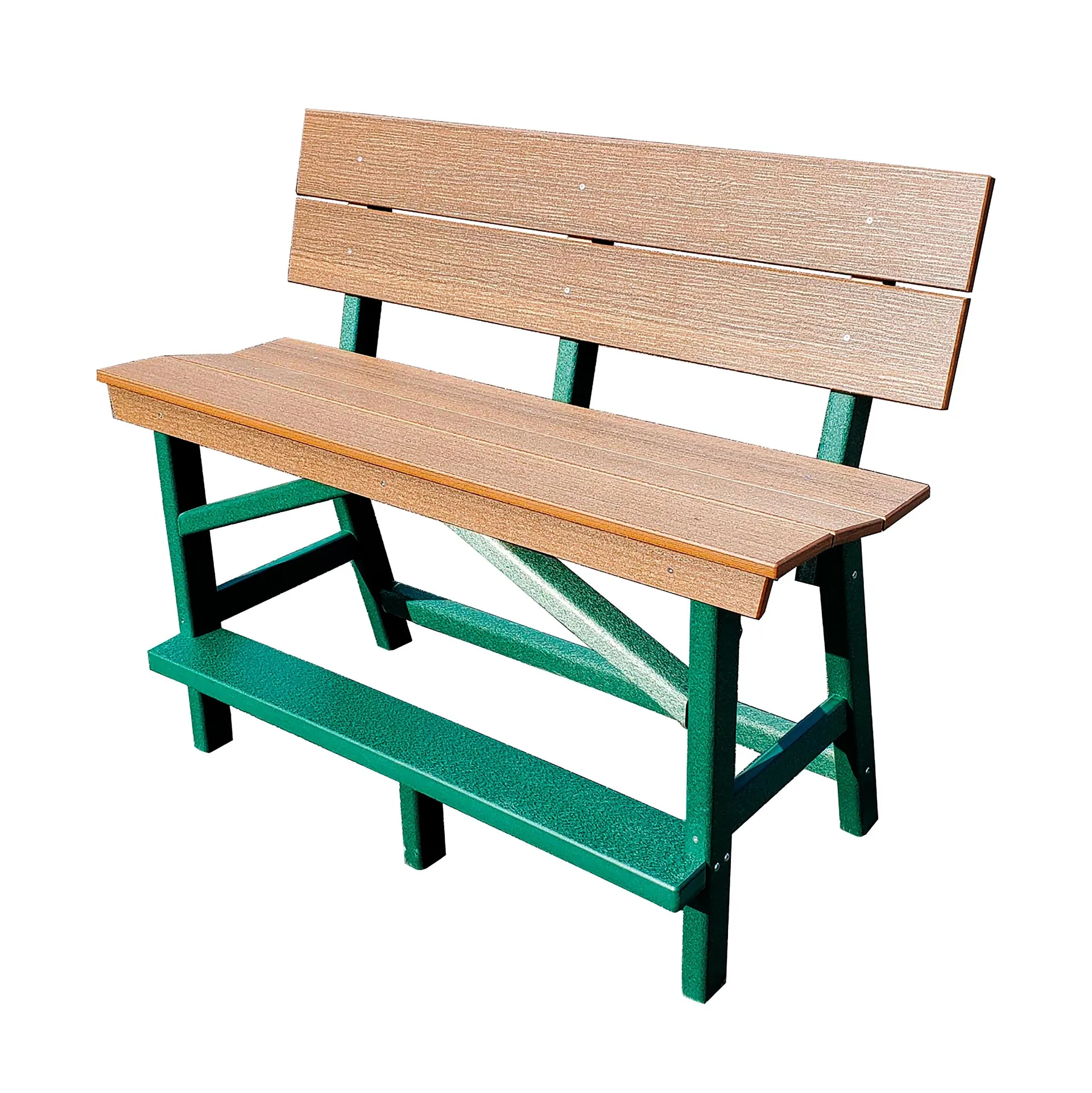 Poly Lumber Walnut & Green Garden Bench - Brazilian Walnut