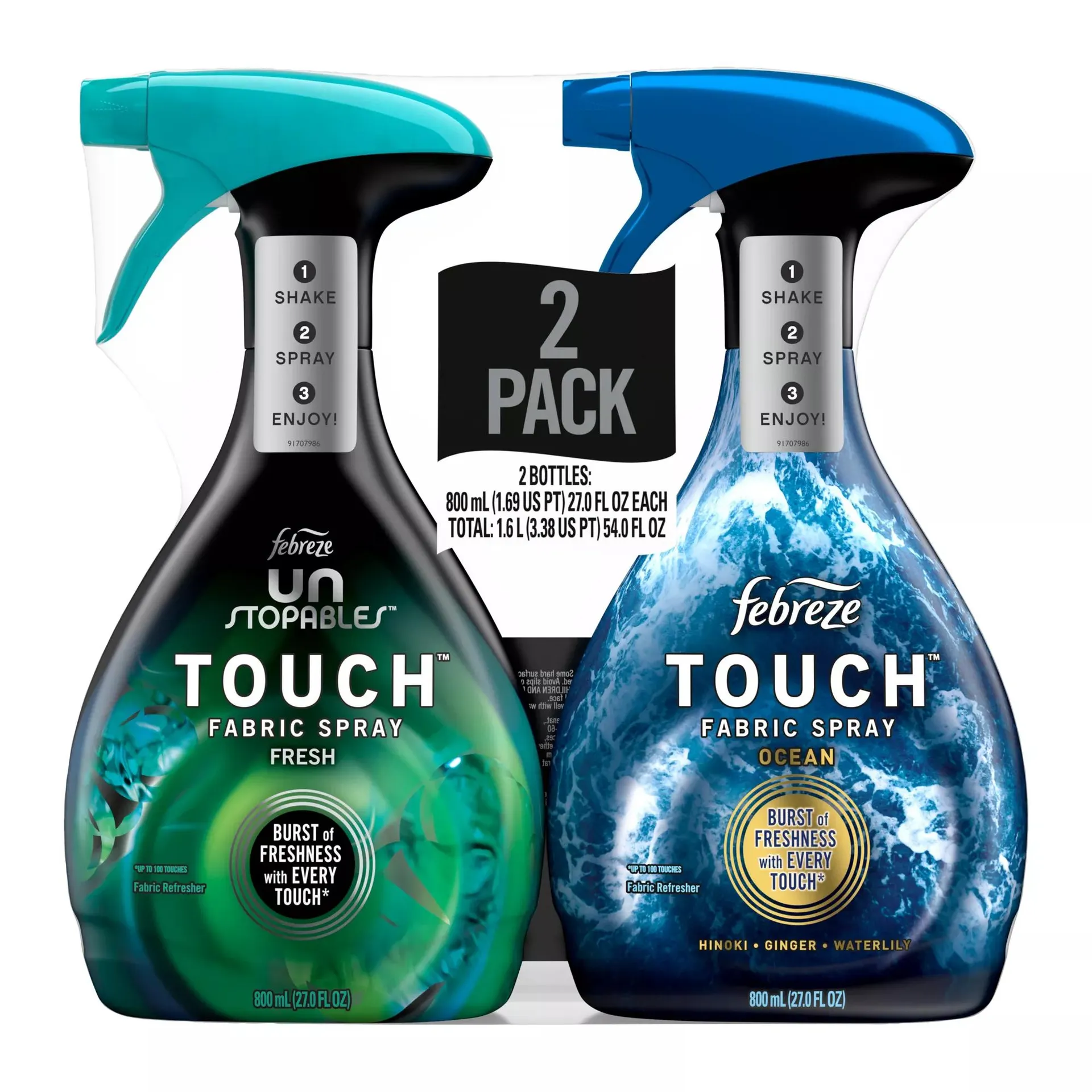 Febreze Touch Fabric Spray and Odor Fighter - Ocean & Fresh Scent, 2 pk./27 oz.