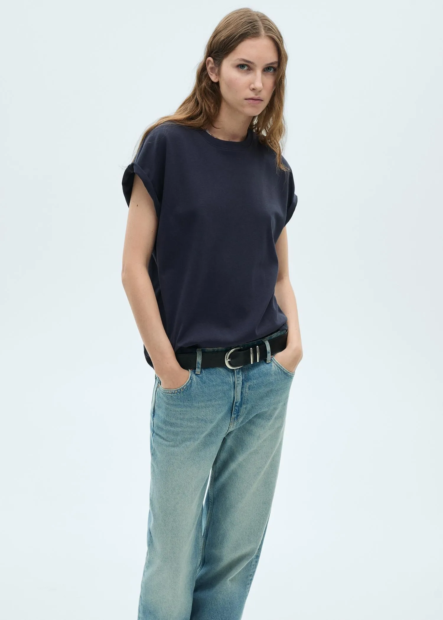 Rounded neck cotton t-shirt