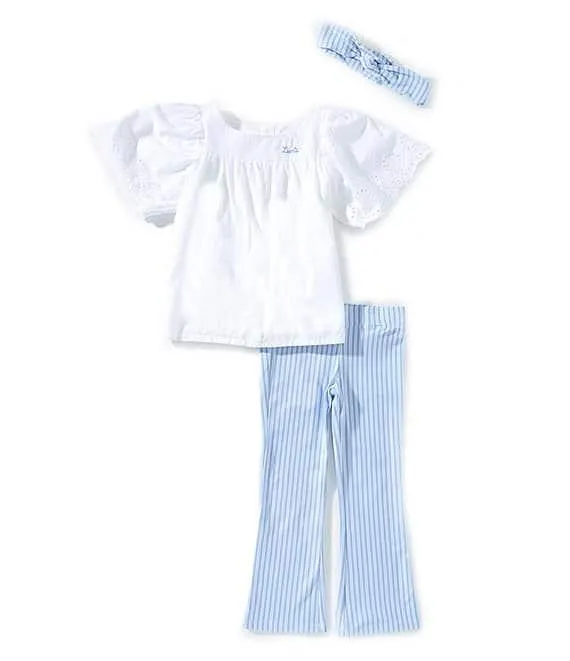 Levi's® Little Girls Flutter-Sleeve Logo Top & Flare-Leg Leggings Set