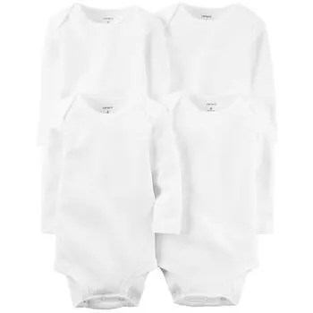 Baby Unisex (NB-24M) Carter’s® 4pk. Long Sleeve White Bodysuits