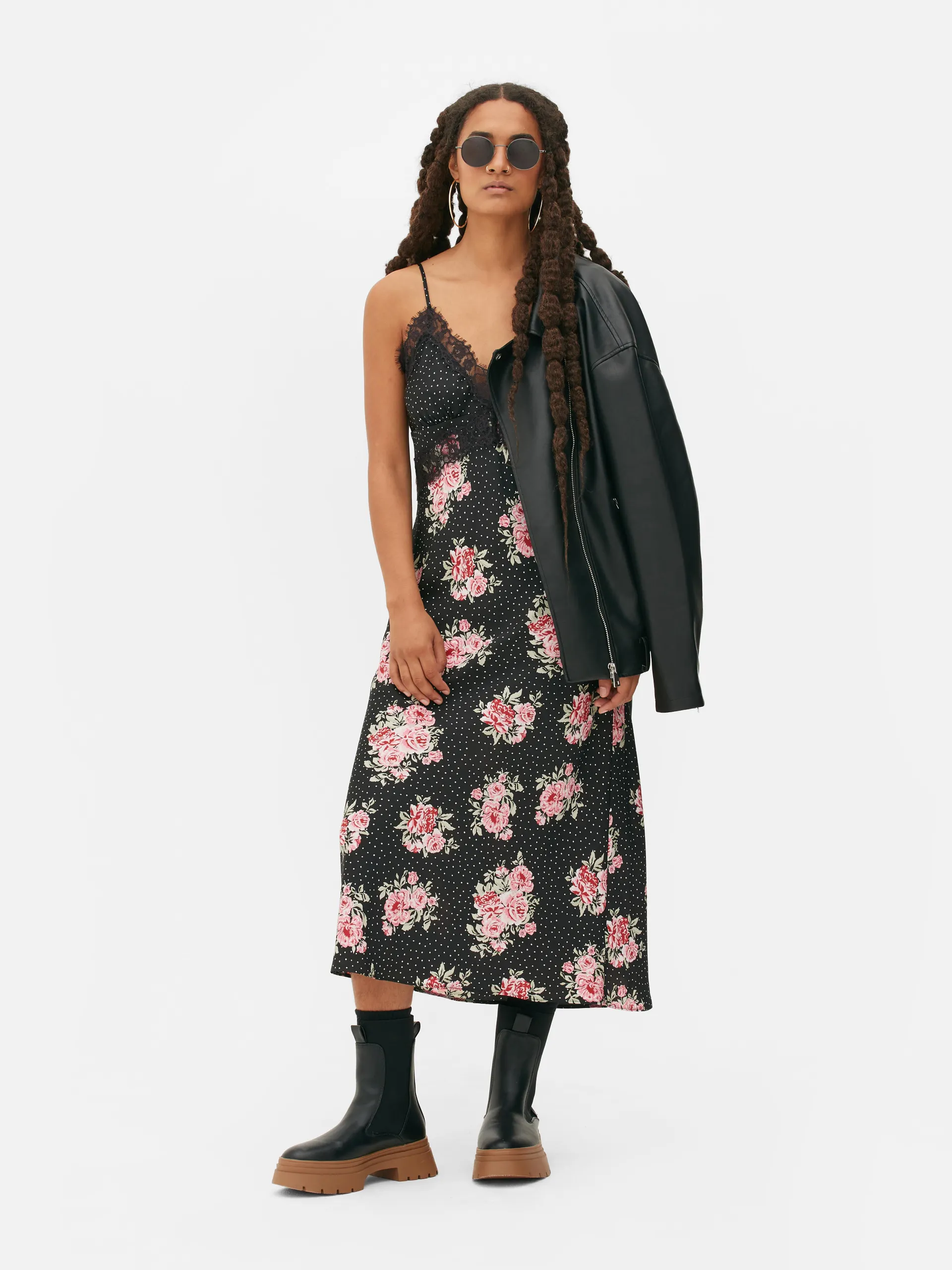 Eyelash Lace Floral Slip Dress