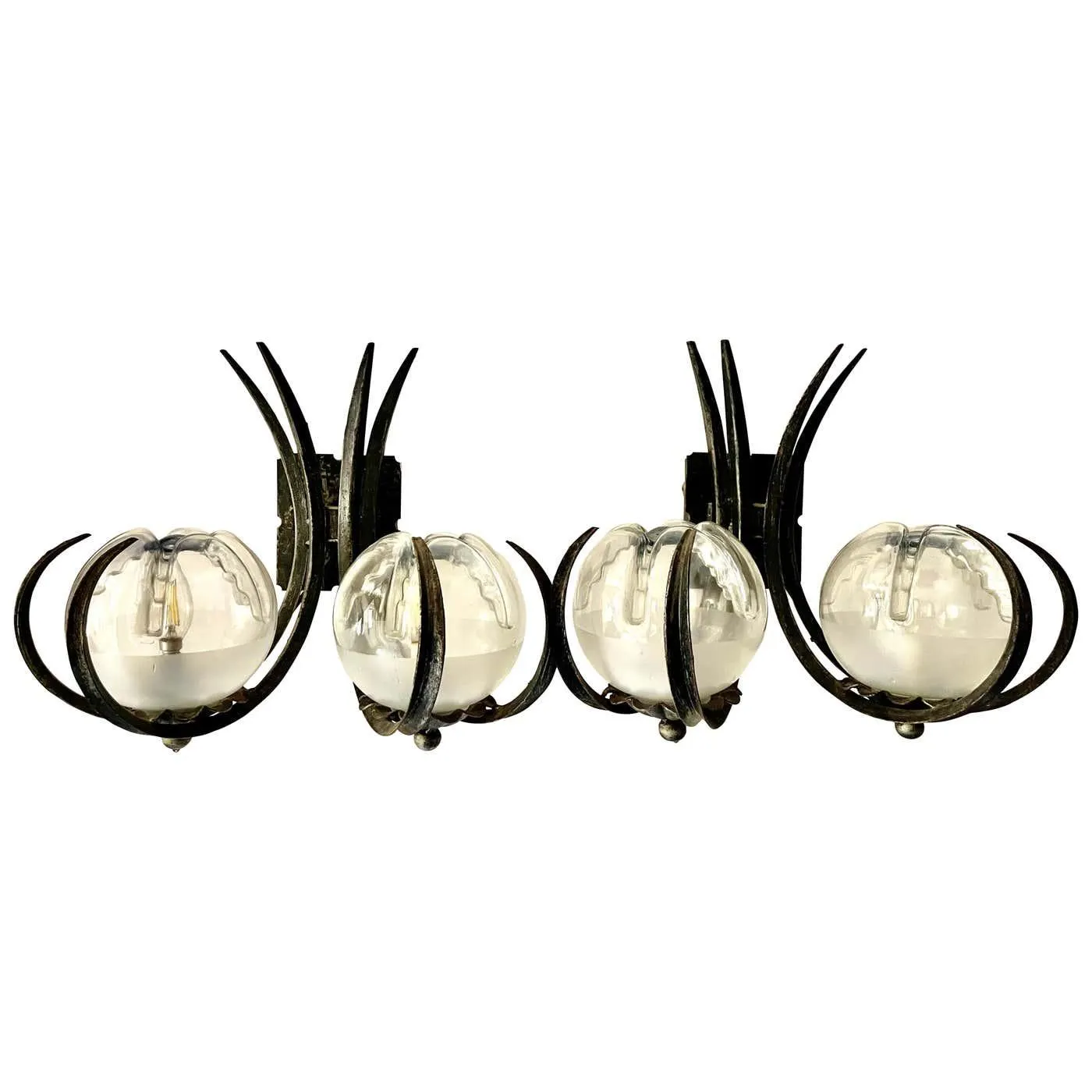 Mazzega murano glass Wall lighting Brutalist Pair , 1960s