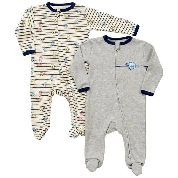 Baby Unisex (NB-9M) Tales & Stories 2pk. Sloth & Stripe Sleepers