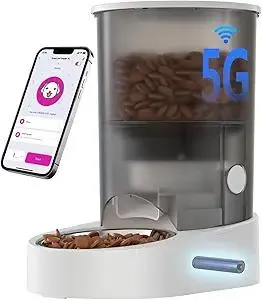 PAPIFEED Automatic Cat Feeder, 4L Auto Dog Cat Feeder with Rechargeable Battery & Dual-Band WiFi (2.4G & 5G), Automatic Pet Food Dispenser for Outdoor Travel Home