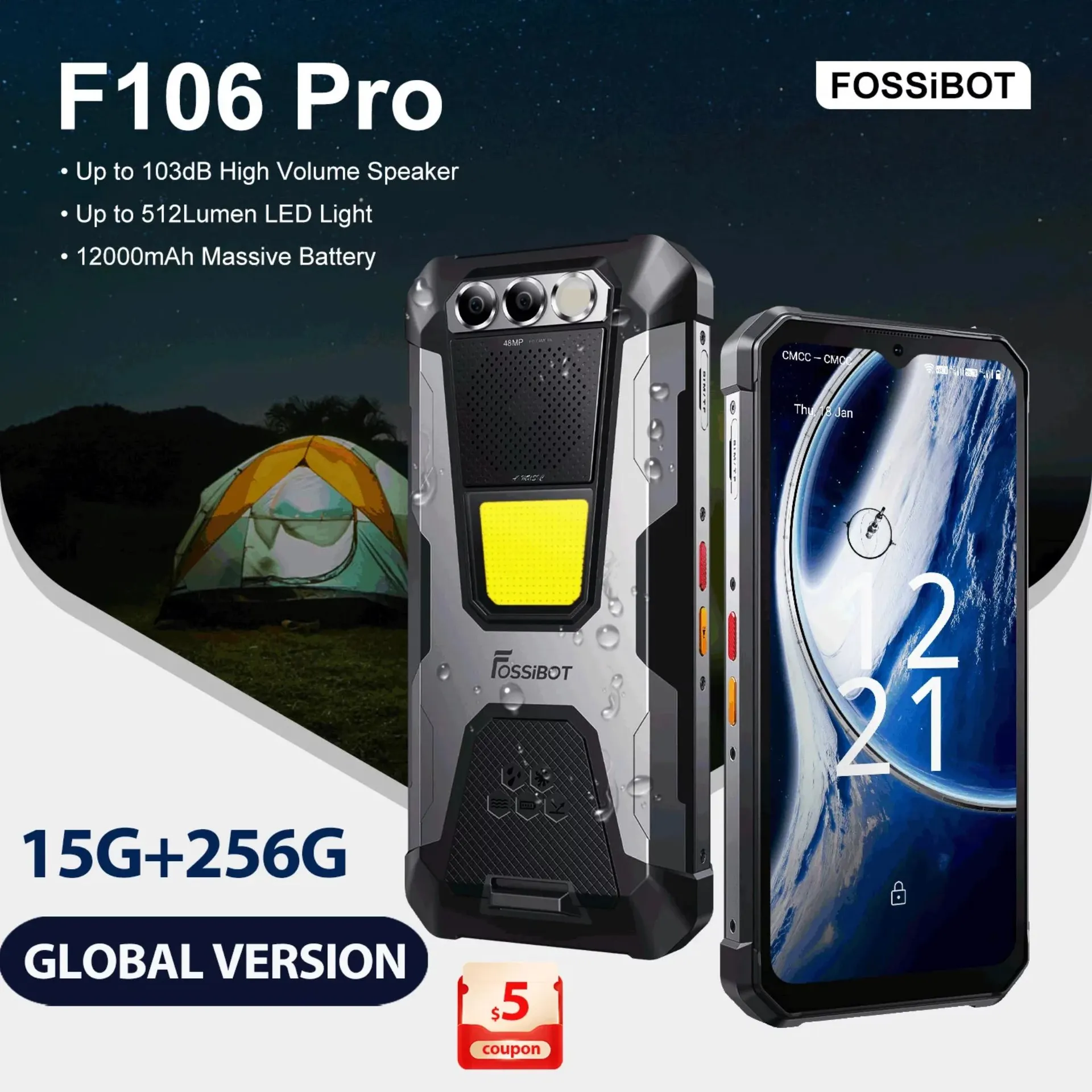 [Estreno mundial] Teléfono inteligente resistente FOSSiBOT F106PRO RAM8G + ROM256G Android 14 12000mAh Teléfono móvil NFC GPS Helio G85 Teléfono móvil