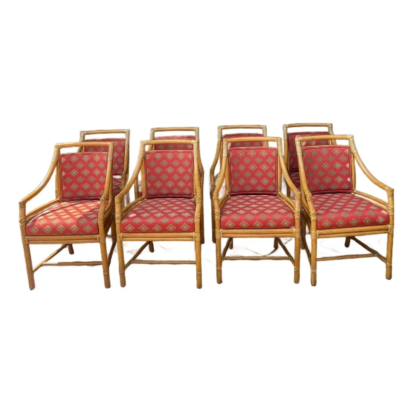 Set of 8 Vintage Maguire Bamboo Dining Chairs