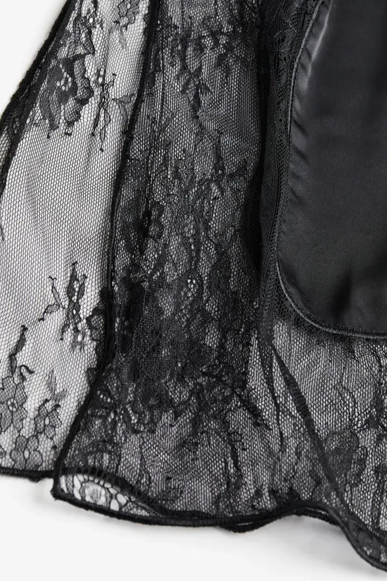 Lace-detail Satin Slip Dress