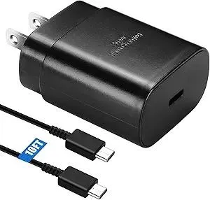 S25 S24 S23 S22 Samsung Fast Charger USB Type C Charger,25W Android Phone Charger Fast Charging Block & 10ft USB C Chargers Cable Cord for Samsung Galaxy S25/S24/S23/S22/S21/S20/Plus/Ultra/FE,Black