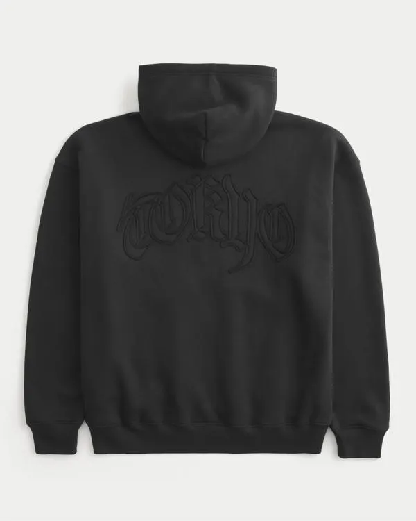 Boxy Zip-Up Tokyo Graphic Hoodie