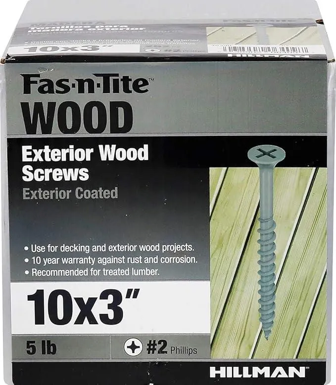 48390 Screw, #10 Thread, 3 in L, #2 Drive Size, Steel, Coarse Thread, Phillips Drive, Sharp Point, Ceramic-Coated, 292 PK, Gray