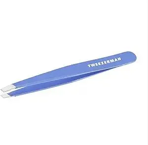 Tweezerman Stainless Steel Slant Tweezer - Eyebrow Tweezers for Women and Men (Lapis Blue)