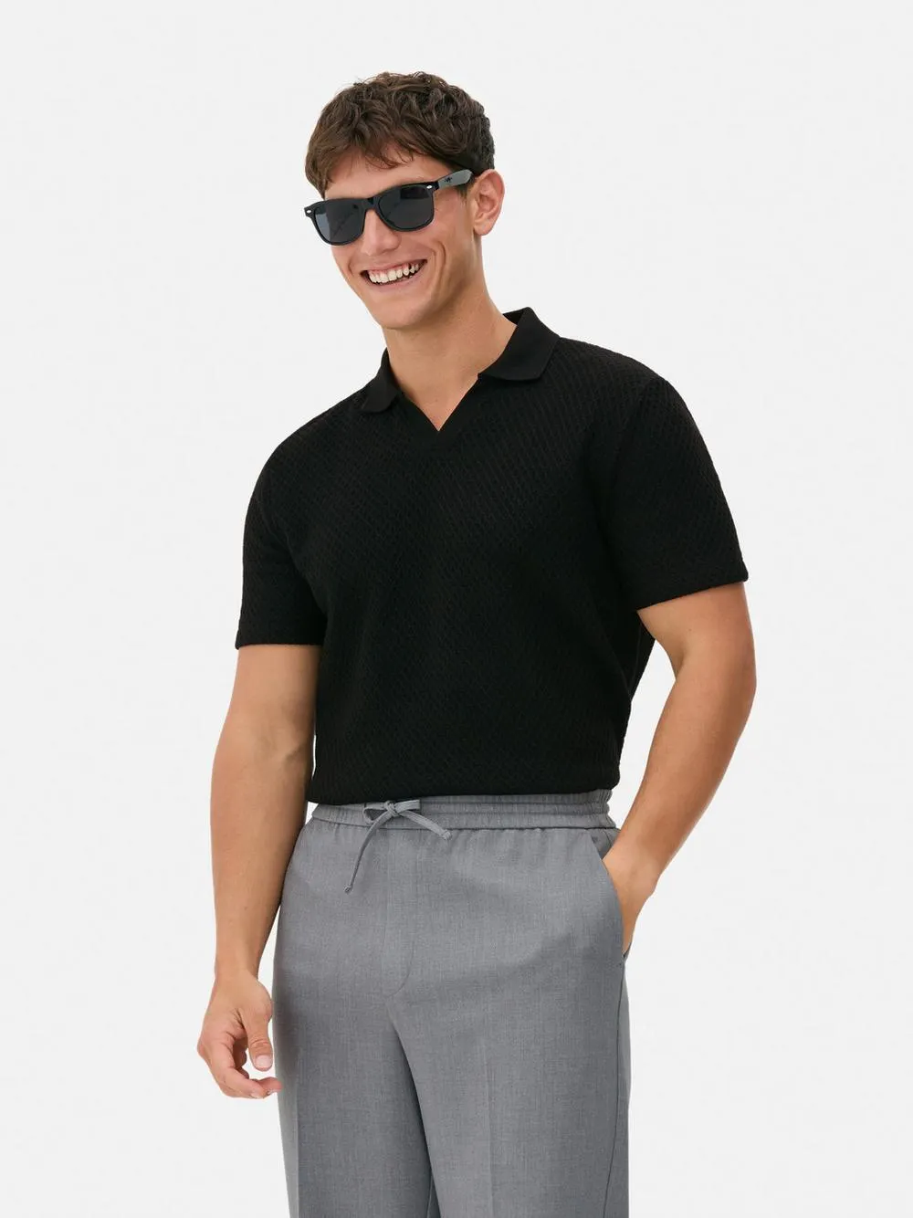 Textured Knit Polo Shirt