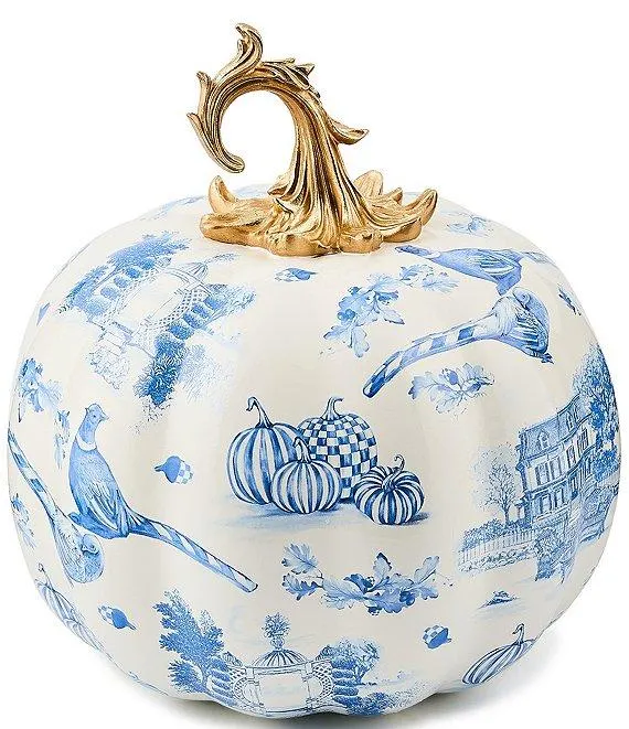 Harvest Royal Autumn Toile Pumpkin Decor