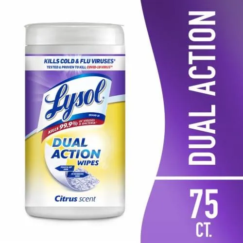 Lysol Dual Action Disinfecting Wipes Citrus