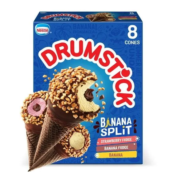 Drumstick Banana Split Sundae Cones Variety Pack, Kosher, 8 Count