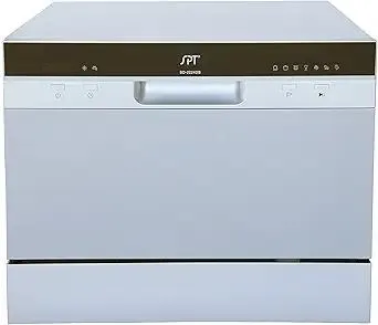 SPT SD-2224DS ENERGY STAR Compact Countertop Dishwasher with Delay Start - Portable Dishwasher with Stainless Steel Interior and 6 Place Settings Rack Silverware Basket, Silver