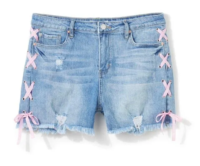 YMI Juniors Lace Up Bow Denim Shorts