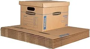 Bankers Box Small Classic Moving Box 10 Pack, Reinforced Handles, Tape-Free Assembly, Box with Lid, 15-in x 12-in x 10-in (7714901)