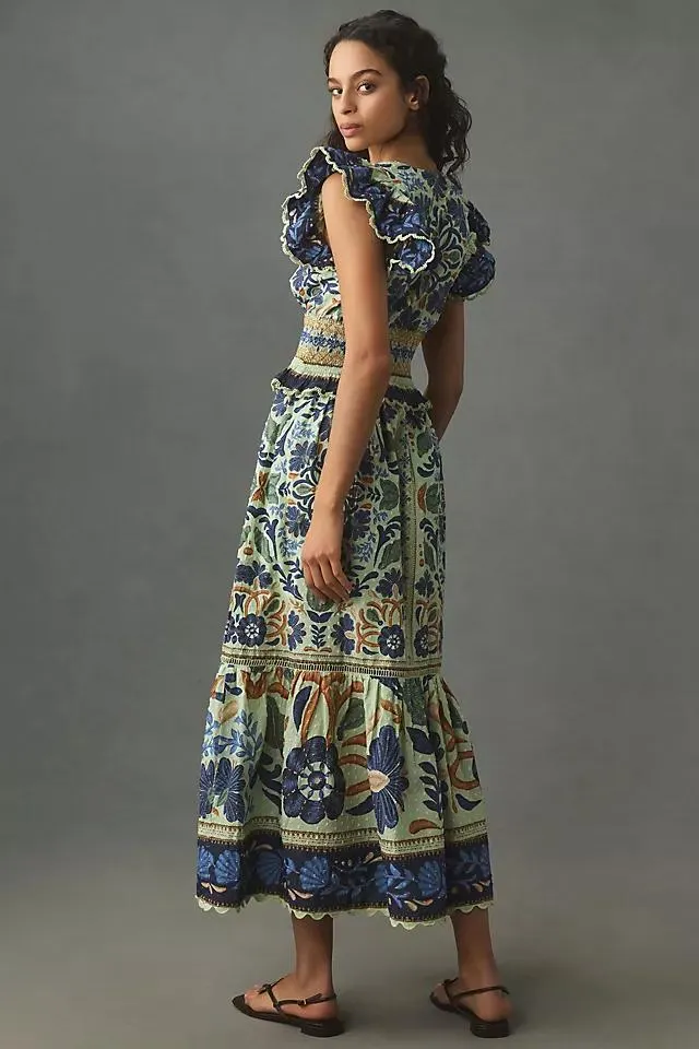 Farm Rio Ocean Tapestry Sleeveless Maxi Dress