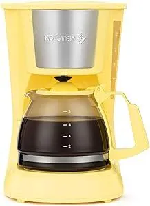 Holstein Housewares - 5 Cup Drip Coffee Maker - Convenient and User Friendly with Permanent Filter, Borosilicate Glass Carafe, Water Level Indicator, Auto Pause/Serve and Keep Warm Functions,Yellow