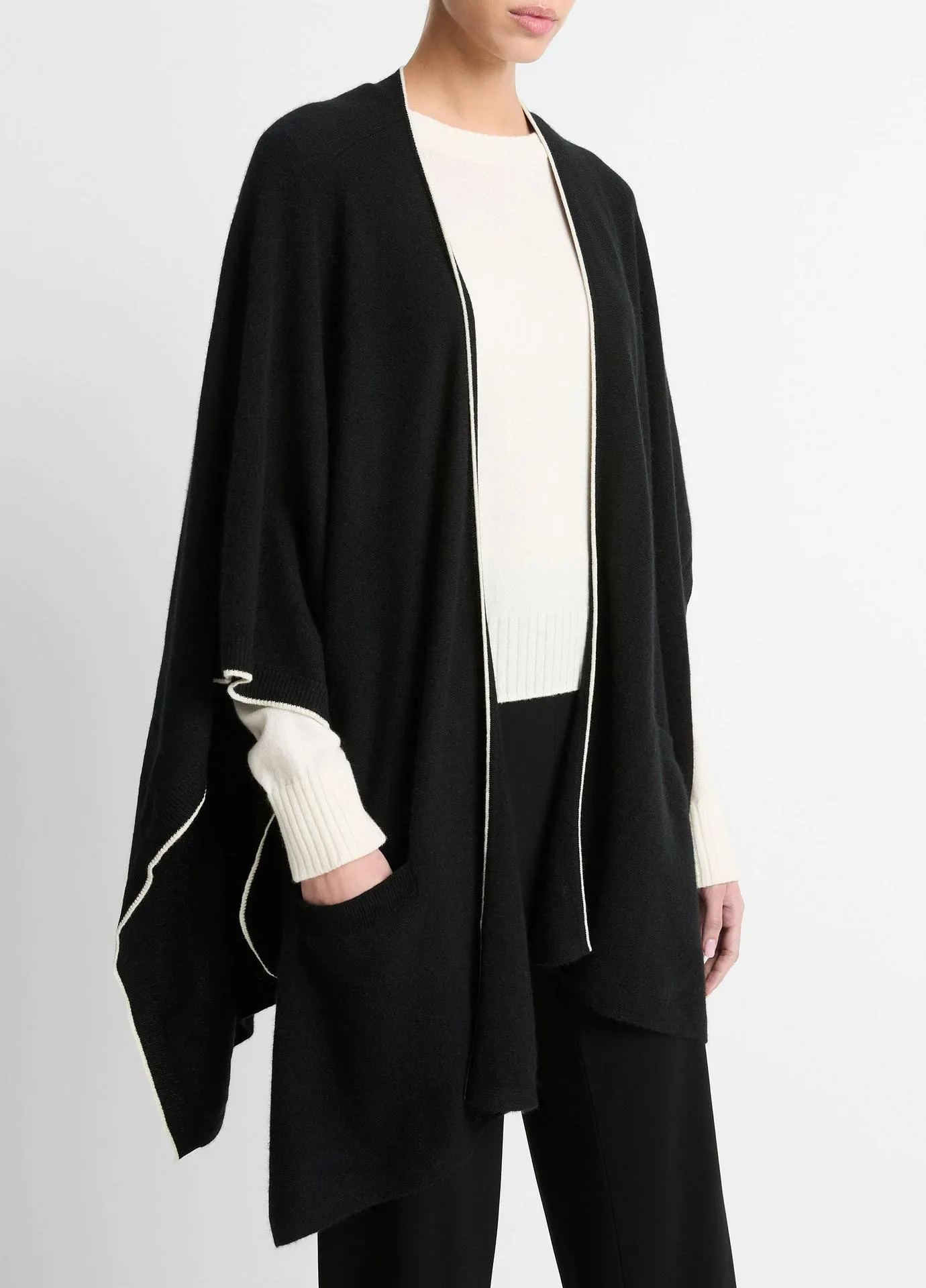 Tipped Jersey-Knit Cashmere Cape