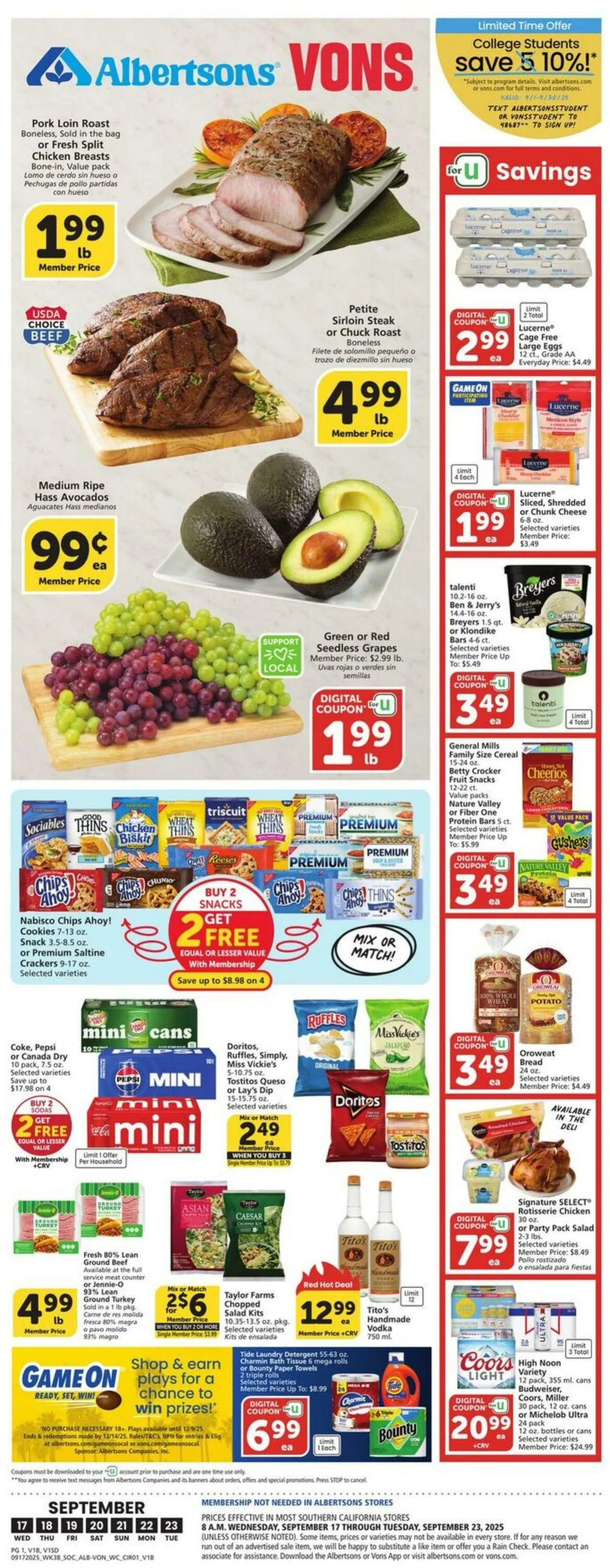 Weekly ad Vons Current weekly ad from September 17 to September 23 2025 - Page 1