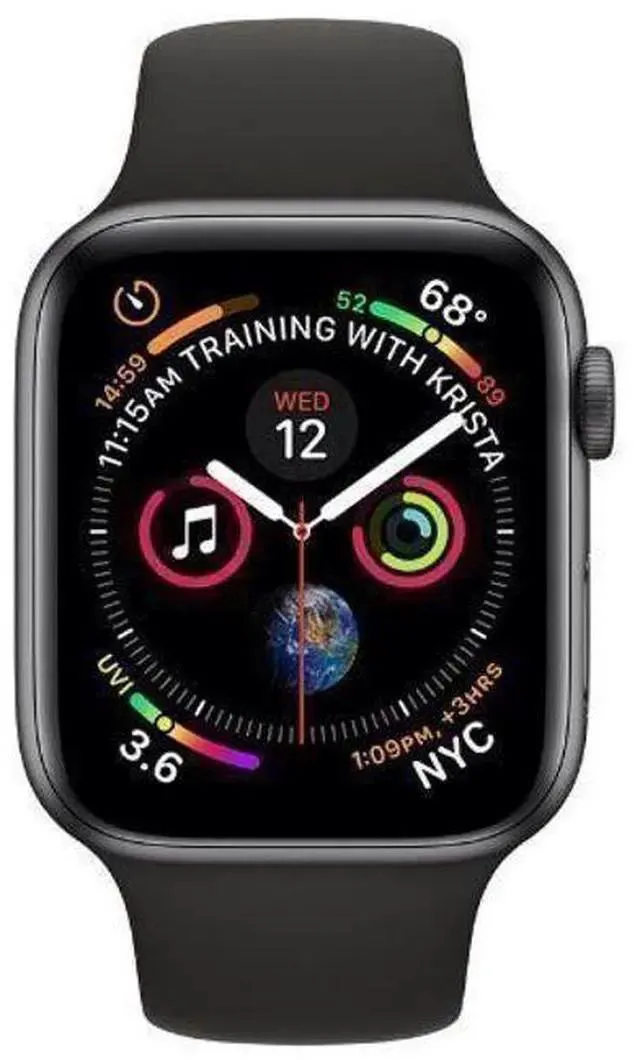 Apple Watch Series 4 - 16GB - Space Grey-Aluminum-Sport Band-Black - Cellular + GPS - 40mm - Space Grey - Aluminum - Black - Sport Band - Rubber - Good (Grade B)