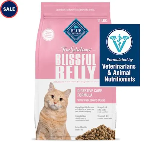 Blue Buffalo True Solutions Blissful Belly Digestive Care Chicken Natural Dry Food for Adult Cats, 11 lbs.