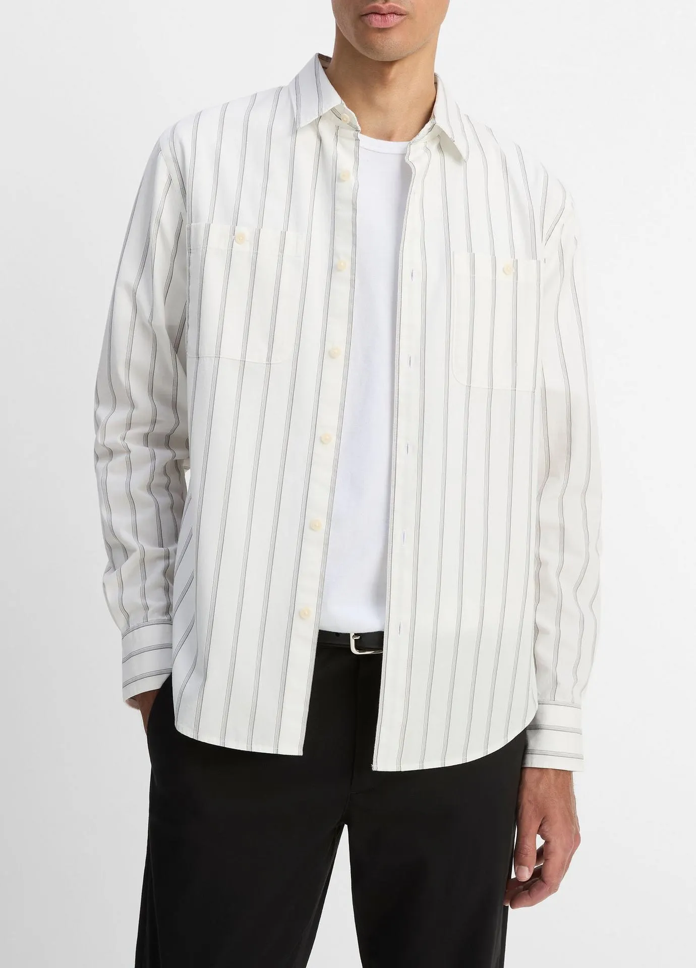 Port Stripe Cotton Button-Front Shirt