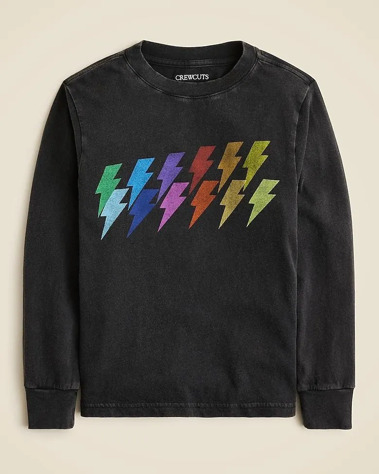 Kids' long-sleeve lightning bolt graphic T-shirt