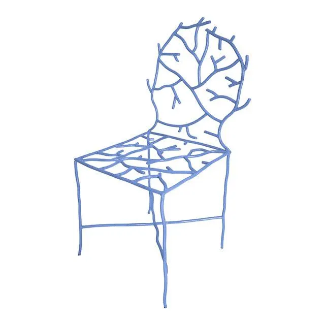 Blue Coralita Silla Wrought Iron Chair by Marjorie Skouras