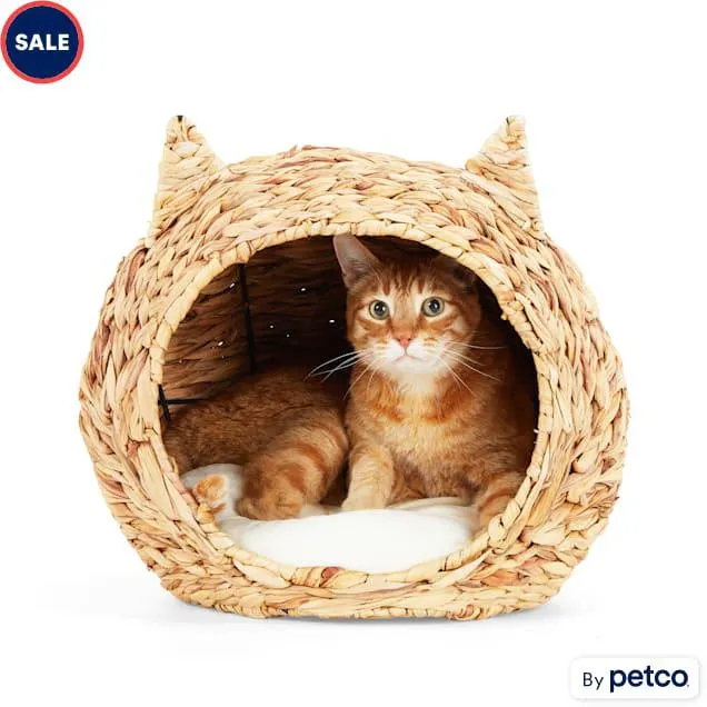 EveryYay Straw Cat Head Bed, 16.5" L X 14.2" W X 14.5" H