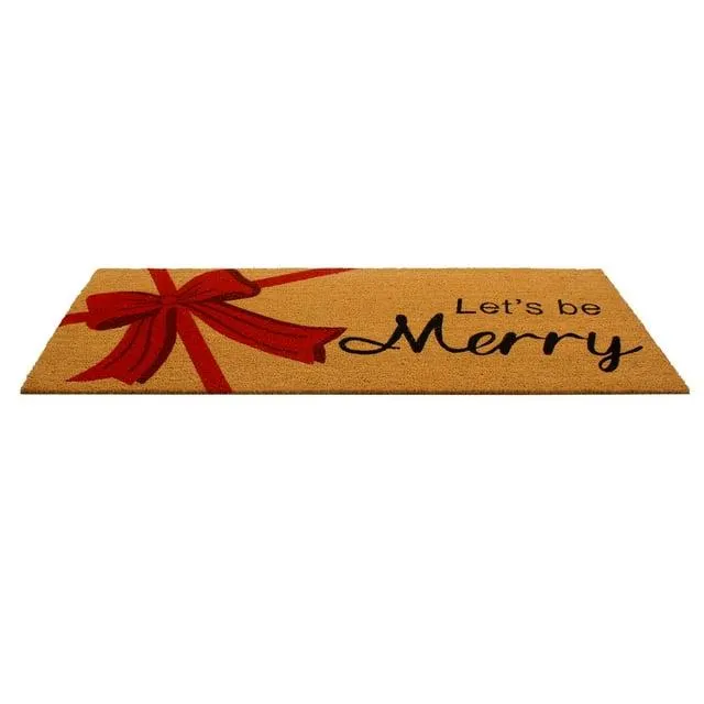 Member's Mark 23" x 57" Holiday Double Door Coir Mat, Let's Be Merry