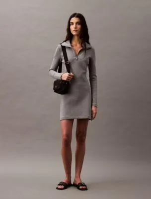 Scuba Zip Collar Mini Dress