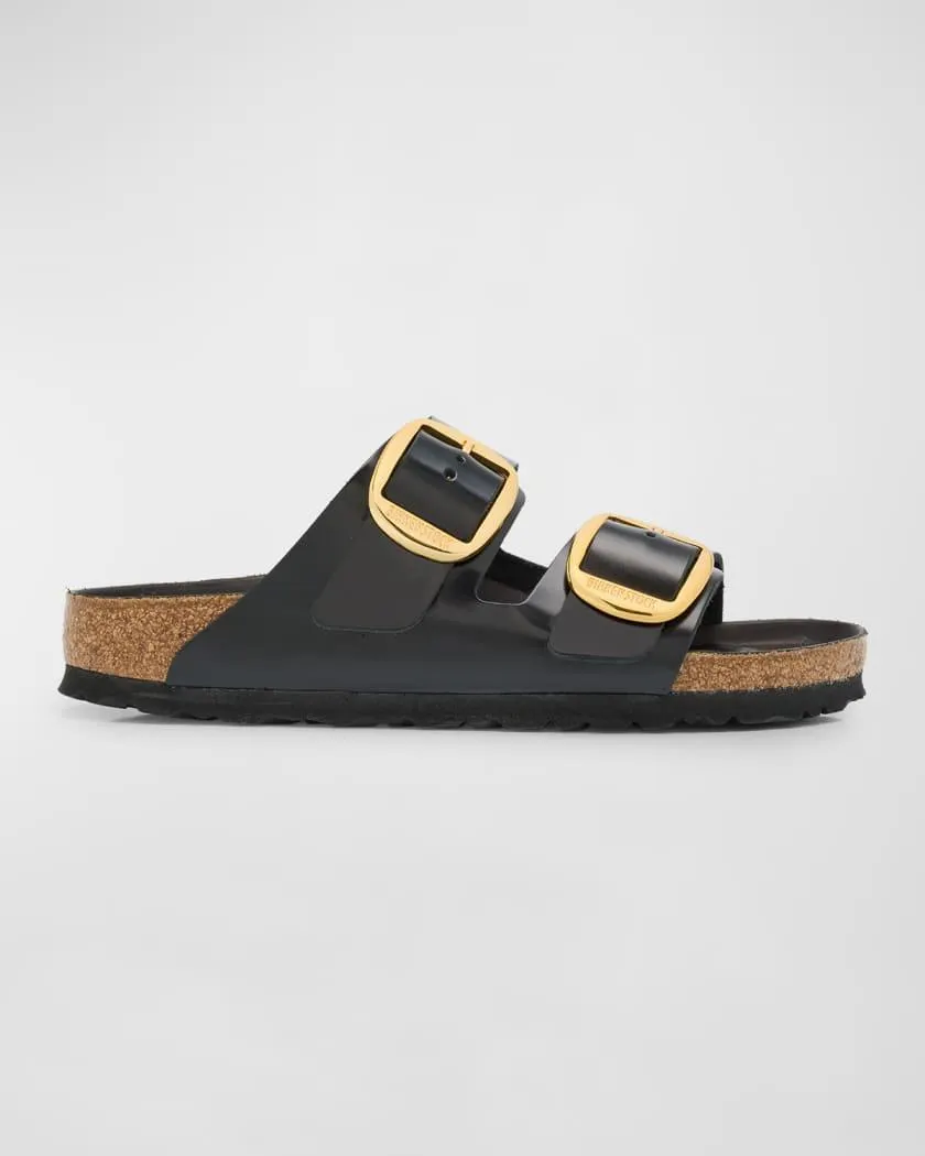 Arizona Leather Dual-Buckle Slide Sandals