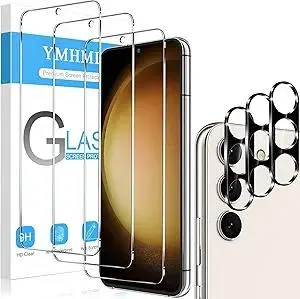 YMHML 3 Pack for Samsung Galaxy S23 Screen Protector Tempered Glass Upgrade Fingerprint Unlock Compatible for 3 Pack Camera Lens Protector, HD Clear Case Friendly Full Screen Protector for Galaxy S23