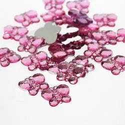 Pink Flat Back Butterfly Rhinestones (Pack of 30 pieces)