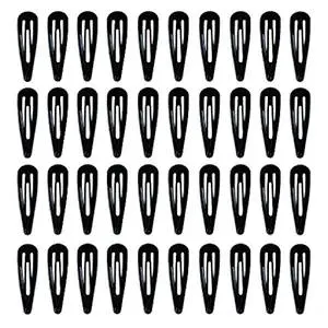 40 Pack Black 2 Inch Barrettes Women Metal Snap Hair Clips Accessories