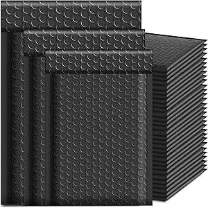 50 Pcs Black Bubble Mailers, Poly Padded Envelopes, Waterproof Self Seal Adhesive Shipping Bags, Bubble Envelopes for Mailing Shipping Packing Small Business