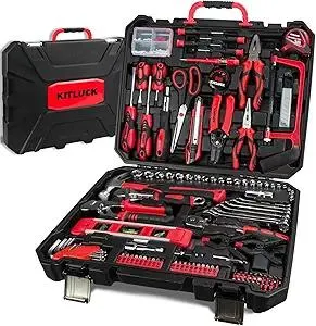KITLUCK 228-piece Home Tool Kit, Household Hand Repair Tool Set for men, Portable Tool box Set with Tools (Screwdriver, Wrench, Plier, Socket, Harmer, Hex Key, Rule, Saw, Knife, etc.) for Home and Car