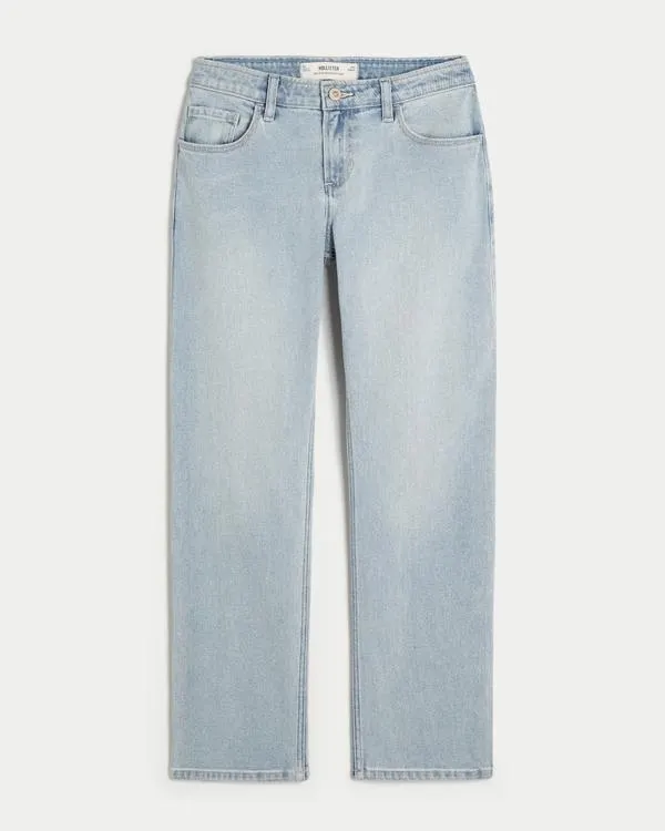 Low-Rise Light Wash Relaxed Straight Jeans