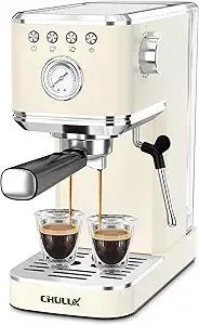 CHULUX Slim Espresso Machine with Milk Frother Steam Wand, 20 Bar Professional Italian Pump Espresso Coffee Machine for Home Cappuccino & Latte Maker, Creamy